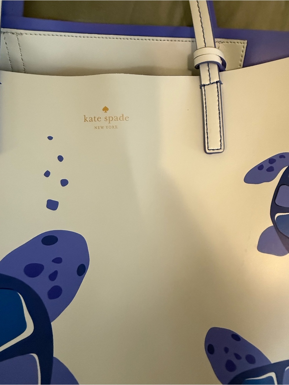 kate spade White Tote with Blue Turtle Print - Picture 2 of 5